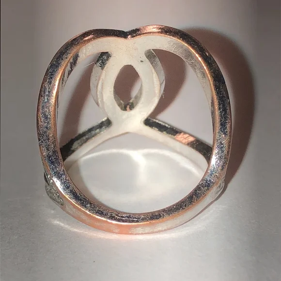 Size 7 Silver Tone CZ Rhinestone Open Boho Statement Ring - Picture 4 of 8